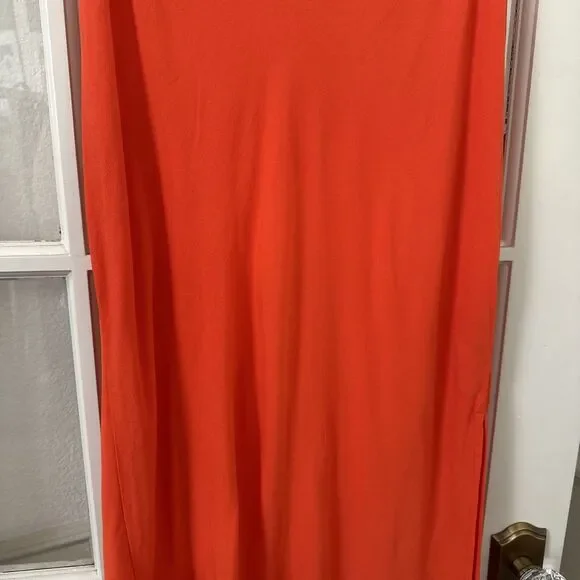 NWT Bright Orange Midi Slip Skirt Old Navy Women's Large - Picture 3 of 11